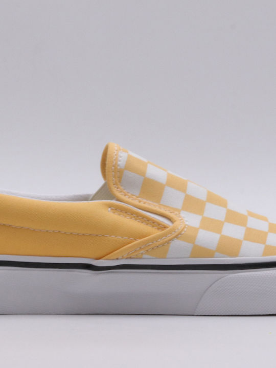 Classic Checkerboard Men's Canvas Slip-Ons Yellow