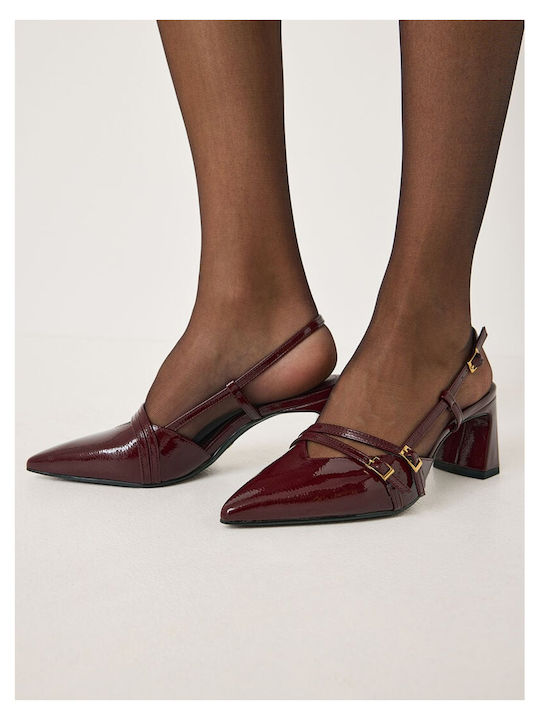 Synthetic Leather Burgundy Heels