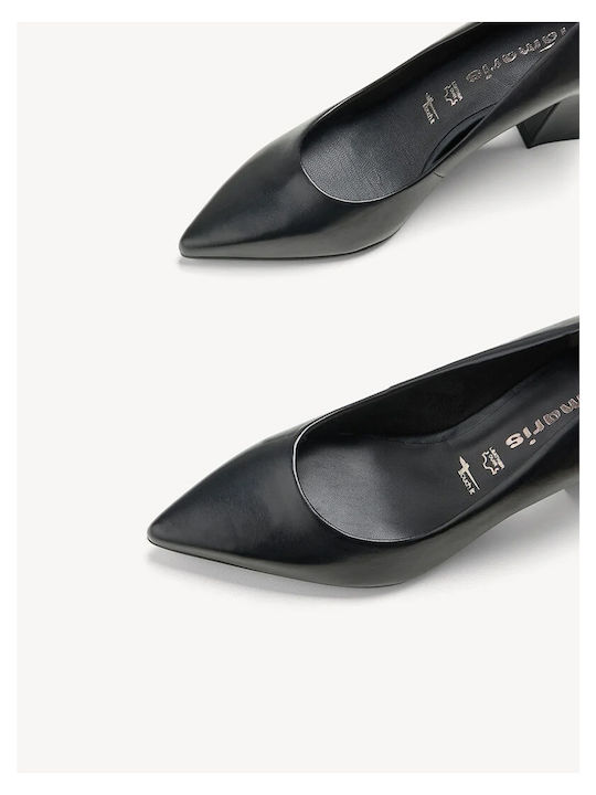 Leather Pointed Toe Black Medium Heels