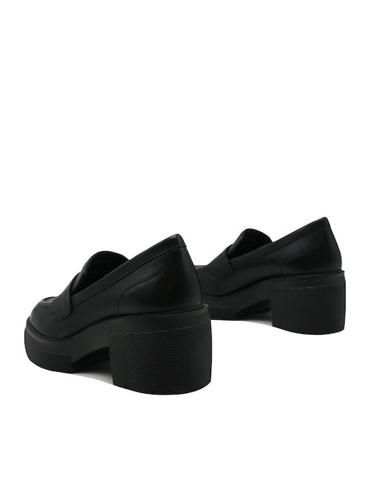 Leather Black Medium Heels Spherica
