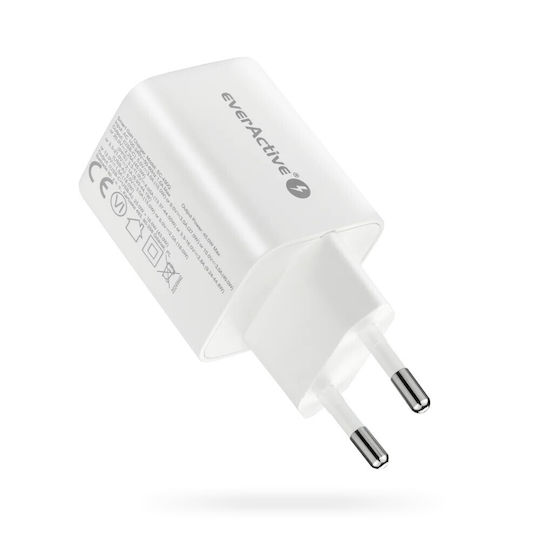 everActive Φορτιστής Χωρίς Καλώδιο GaN με Θύρα USB-A και Θύρα USB-C 45W Power Delivery Λευκός (SC-450Q)