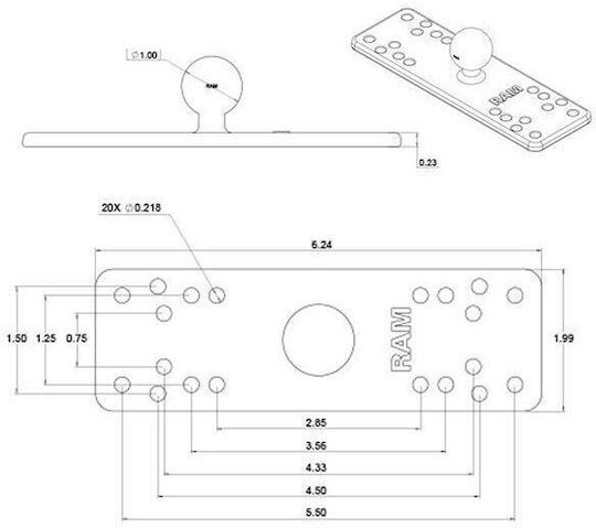 Ram Mounts Ram Universal Electronic Marin Bile Dimensiune B