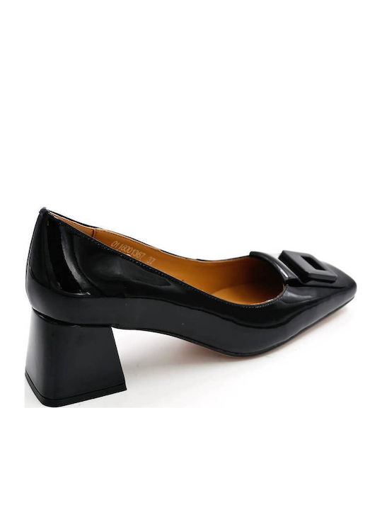 Troll Heels in Patent Leather with Strap Black