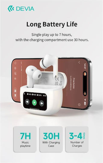 Devia ANC EM405 Pro3 In-ear Bluetooth Handsfree Earphones with Charging Case White