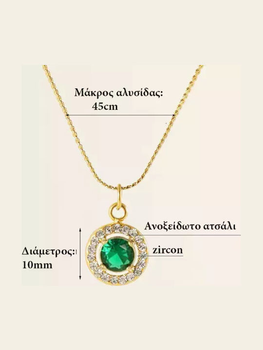 Bode Green Gold Plated Steel Necklace with Zircon