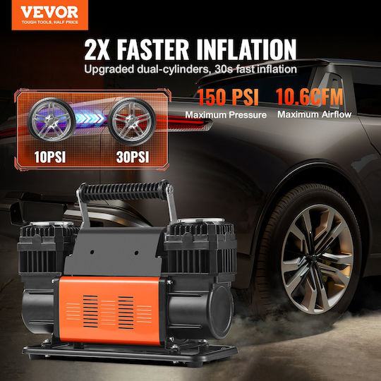 Vevor Τρόμπα Αυτοκινήτου 10.6CFM 150PSI με Καλώδιο Αναπτήρα 12V