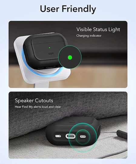ESR Orbit Hybrid Halolock Case Plastic / Silicone in Black color for Apple AirPods Pro 3