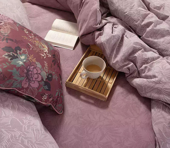 Nef-Nef Homeware Dazier Σετ Σεντόνια Διπλά 200x270εκ. Mauve (4τμχ)