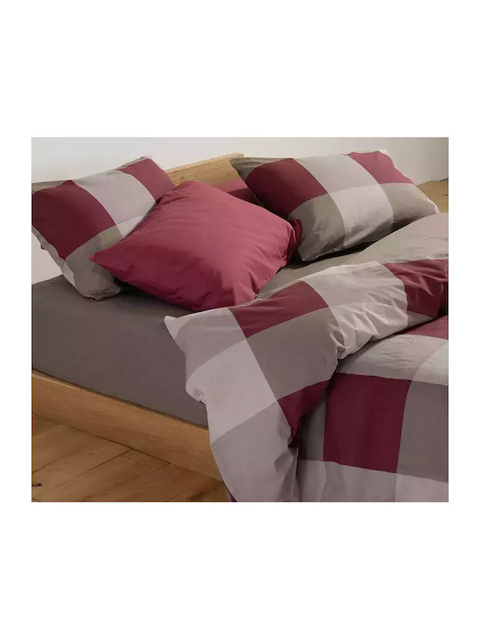 Nef-Nef Homeware Set Cearșafuri Single cu Elastic 100x200+35cm. Casual Bordo 3buc