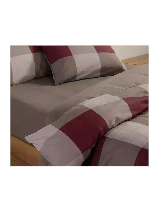 Nef-Nef Homeware Casual Σετ Σεντόνια Διπλά 200x270εκ. Bordo (4τμχ)