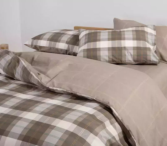 Nef-Nef Homeware Sheet Sets King Size with Elastic 180x200+35cm. Racket Golden Brown 4pcs
