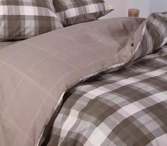 Nef-Nef Homeware Sheet Sets King Size with Elastic 180x200+35cm. Racket Golden Brown 4pcs