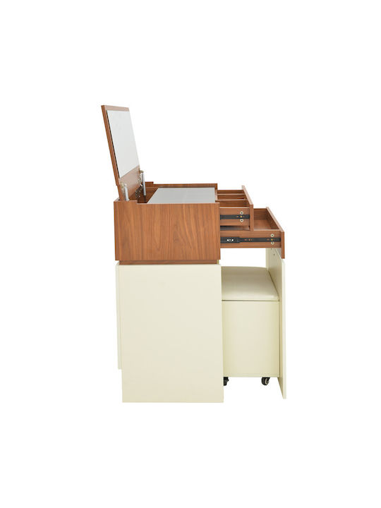 Schminktisch Sonlen Hölzern Walnut-cream mit Spiegel 60x45x130cm