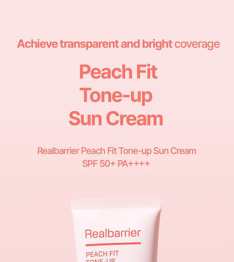 Real Barrier Peach Fit Tone-Up Cremă Antisolară pentru Față SPF50+ 50ml