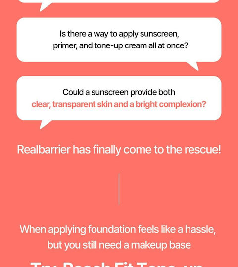 Real Barrier Peach Fit Tone-Up Cremă Antisolară pentru Față SPF50+ 50ml