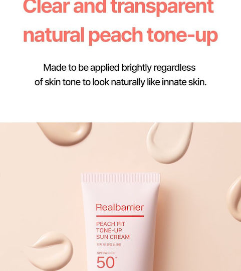 Real Barrier Peach Fit Tone-Up Cremă Antisolară pentru Față SPF50+ 50ml