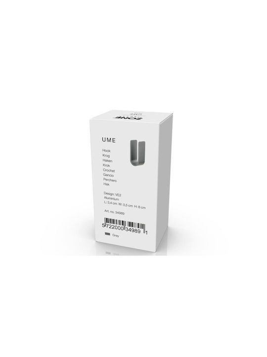Zone Denmark Άγκιστρο Μπάνιου Μονό με Βίδες ​3.5x3.4cm Γκρι
