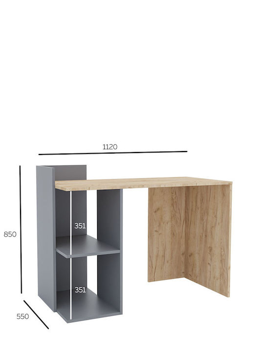 Бюро Iris Дървено Графит-Златен Дъб 112x55x85см