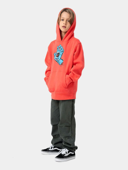 Kids Sweatshirt with Hood and Pockets Bright Red, Red