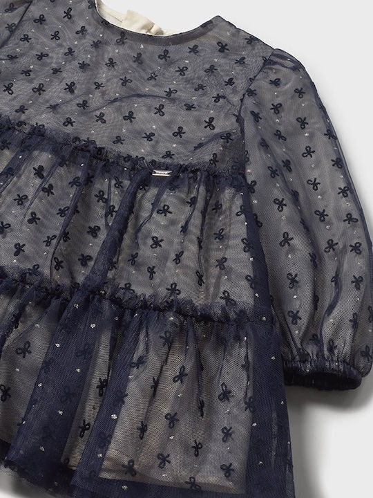 Kinderkleid Langärmelig Tüll Navy Blue