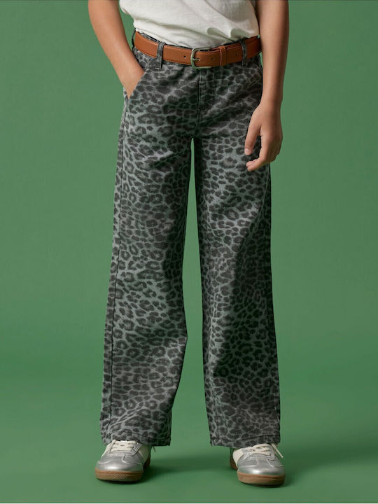 Pantaloni de Blugi pentru Copii Grey Leopard Print