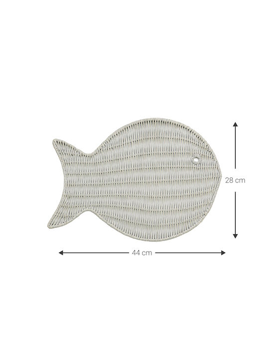 Polihome Fishy-leuko Platzdeckchen Rattan Weiß 43x33cm 1Stück