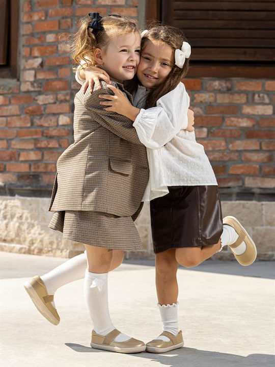 Kids Ballerinas with Hoop & Loop Closure Gold