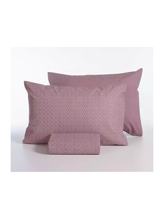 Nef-Nef Homeware Σετ Παπλωματοθήκη Βαμβακερή Μονή με Μαξιλαροθήκη 170x240cm Suspen Mauve