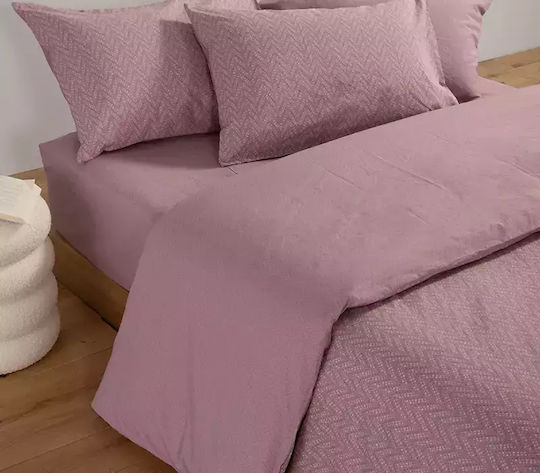 Nef-Nef Homeware Duvet Cover Set Cotton Single with Pillowcase 170x240 Suspen Mauve