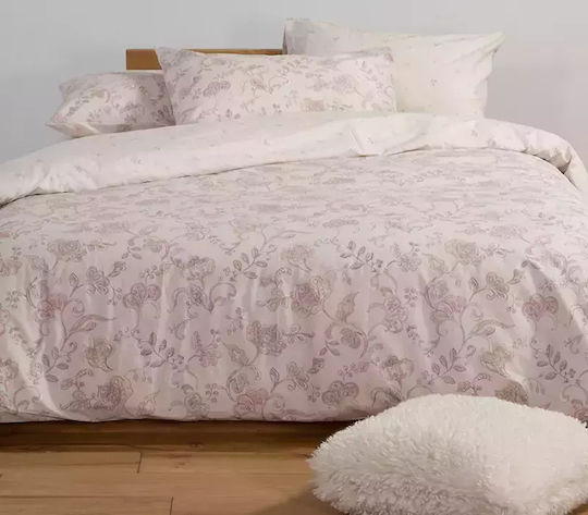 Nef-Nef Homeware Carena Σετ Παπλωματοθήκη Βαμβακερή 170x240cm Μονή με Μαξιλαροθήκη L.grey