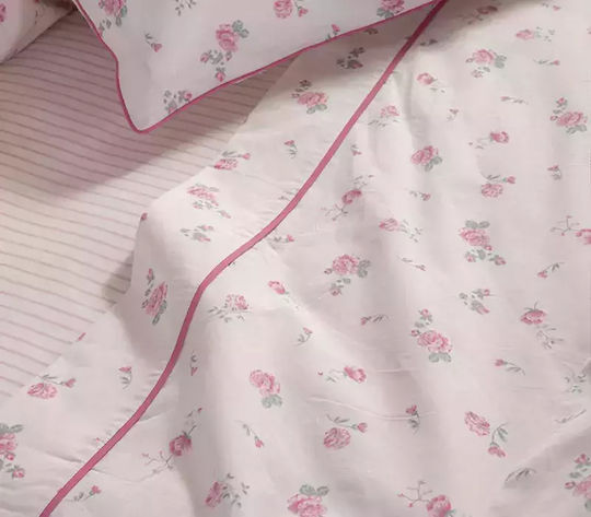 Nef-Nef Homeware Σετ Παπλωματοθήκη Βαμβακερή Υπέρδιπλη με 2 Μαξιλαροθήκες 240x230cm Loraley Pink