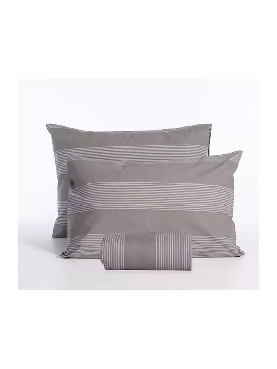 Nef-Nef Homeware Duvet Cover Set Cotton Queen with 2 Pillowcases 240x230 Casual Stripe D.grey