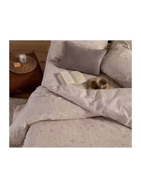 Nef-Nef Homeware Duvet Cover Set Cotton Single with Pillowcase 170x240 Lucil Beige