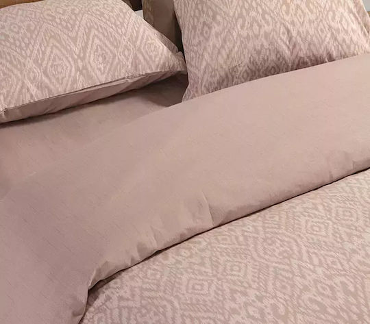 Nef-Nef Homeware Σετ Παπλωματοθήκη Βαμβακερή Υπέρδιπλη με 2 Μαξιλαροθήκες 240x230cm Orion Beige