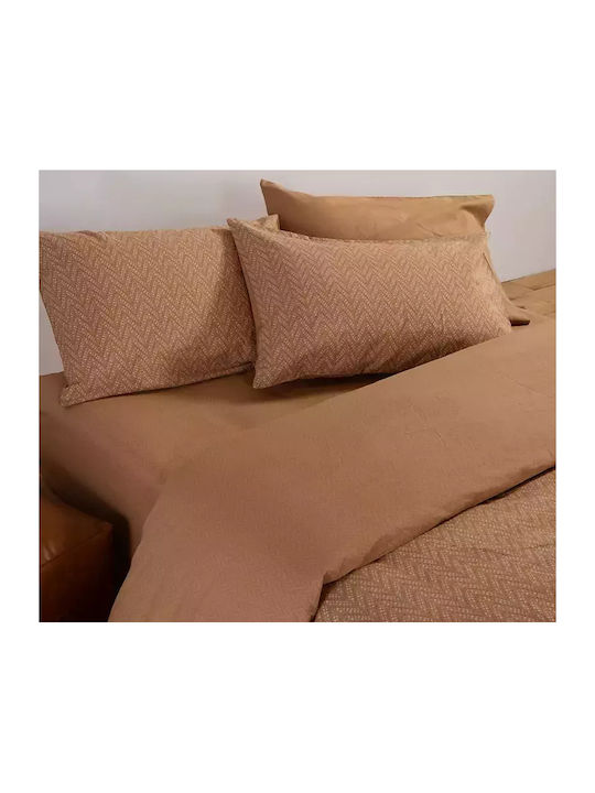 Nef-Nef Homeware Duvet Cover Set Cotton Single with Pillowcase 170x240 Suspen Caramel