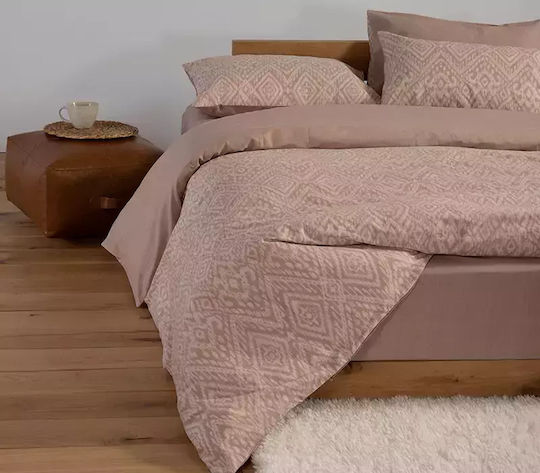 Nef-Nef Homeware Σετ Παπλωματοθήκη Βαμβακερή Μονή με Μαξιλαροθήκη 170x240cm Orion Beige