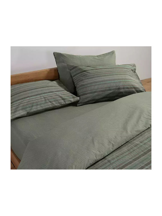 Nef-Nef Homeware Duvet Cover Set Cotton Single with Pillowcase 170x240 Degree Green