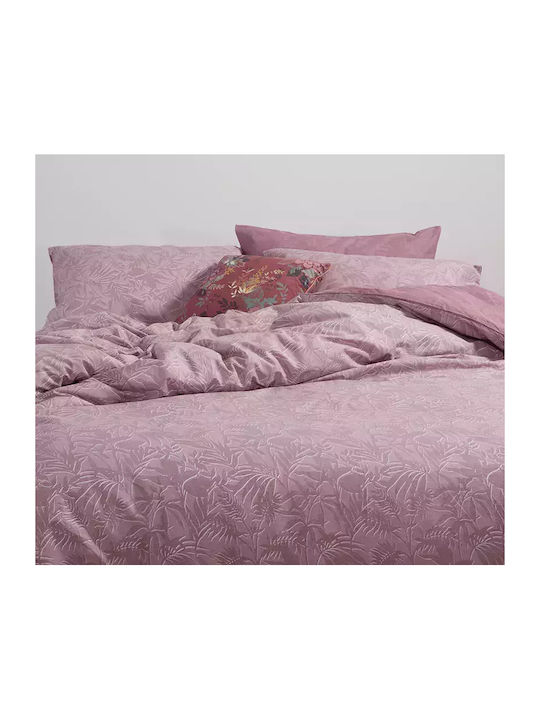 Nef-Nef Homeware Duvet Cover Set Cotton Single with Pillowcase 170x240 Dazier Mauve