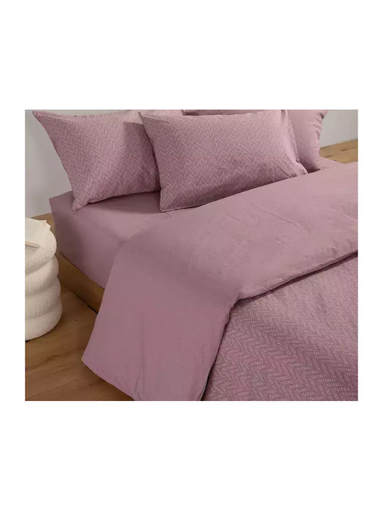 Nef-Nef Homeware Duvet Cover Set Cotton Queen with 2 Pillowcases 240x230 Suspen Mauve