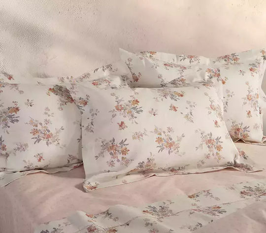 Nef-Nef Homeware Σετ Παπλωματοθήκη Βαμβακερή Υπέρδιπλη με 2 Μαξιλαροθήκες 240x230cm Lefebr Ecru/rose
