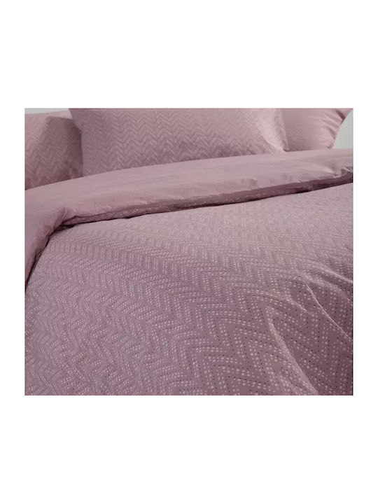 Nef-Nef Homeware Duvet Cover Set Cotton Queen with 2 Pillowcases 240x230 Suspen Mauve