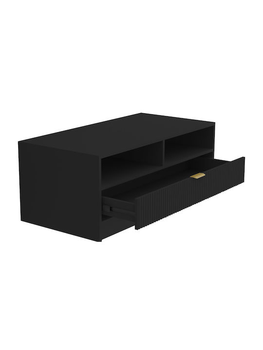 Polihome Rechteckiger Zentraler Kaffeetisch Allegro Holz Schwarz M100xT50xH40cm