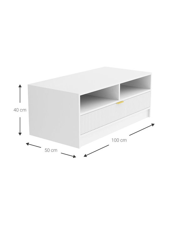 Rectangular Central Coffee Table Allegro Wooden White W100xD50xH40cm