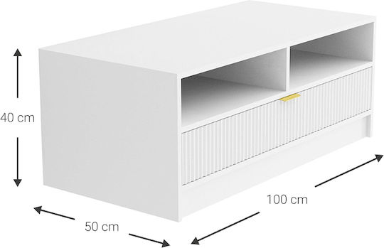 Masa Centrală Rectangulară Allegro Din Lemn Alb L100xL50xÎnălțime40cm