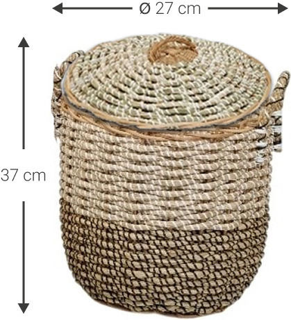 Polihome Baku Διακοσμητικό Καλάθι Ψάθινο 27x27x37εκ.