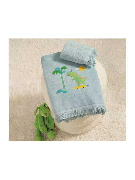 Nef-Nef Homeware Σετ Βρεφικές Πετσέτες 2τμχ Dinos On Wheels Μπλε Βάρους 420gr/m² Nef-Nef Homeware Σετ Βρεφικές Πετσέτες 2τμχ Dinos On Wheels Μπλε Βάρους 420gr/m²