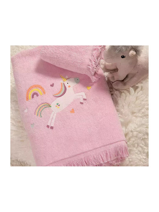 Nef-Nef Homeware Σετ Βρεφικές Πετσέτες 2τμχ Unicorns Style Ροζ Βάρους 420gr/m²