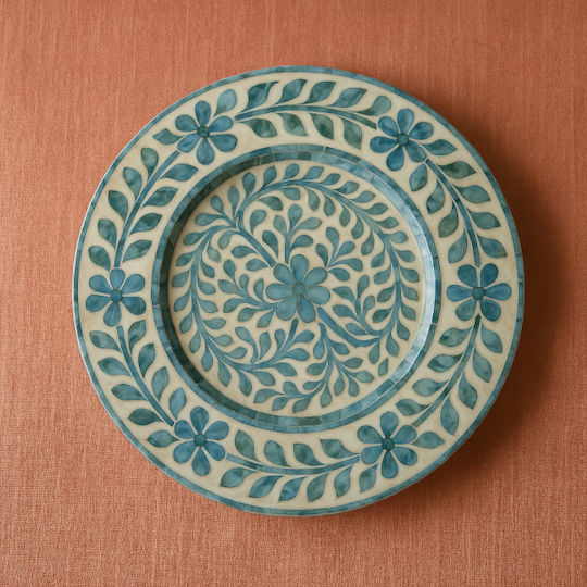 Polihome Amarel Plate Shallow Wooden with Diameter 35cm