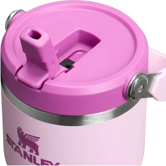 Stanley Iceflow Flip Straw Tumbler Glass Thermos Stainless Steel BPA Free 600ml Cherry Blossom With Straw