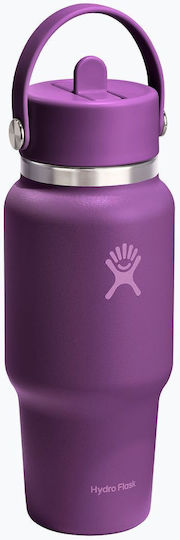 Hydro Flask Wide Mouth Travel Bottle with Flex Straw Cap Μπουκάλι Θερμός Ανοξείδωτο 710ml beachplum